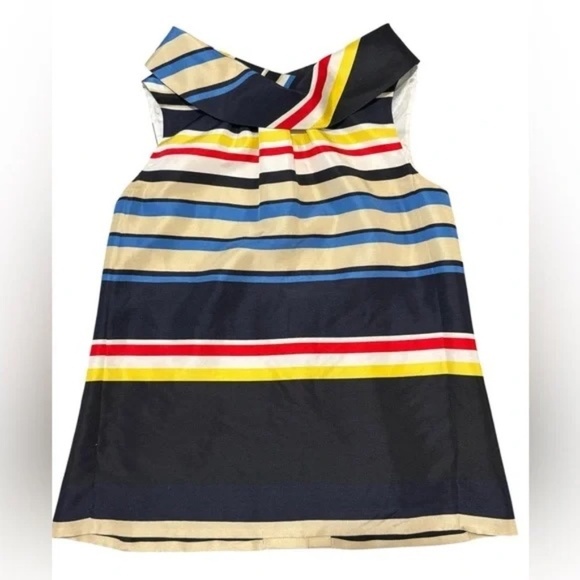 KATE SPADE - live colorfully 100% Silk Stripe Sleveless Cowl Tank Top Size 4 - Picture 8 of 10